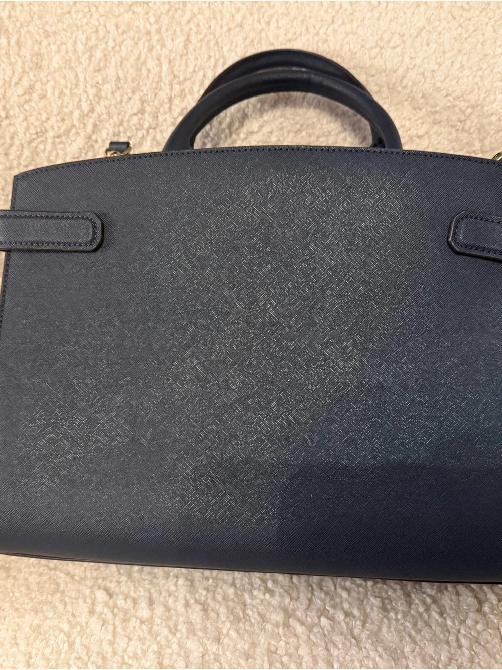 Michael Kors Navy Saffiano Leather Karla Satchel & Jet Set Travel Wallet Set ✨